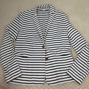 Blue and white striped blazer