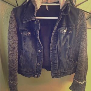 FP Midnight Blue Black Denim + Knit Gray Jacket