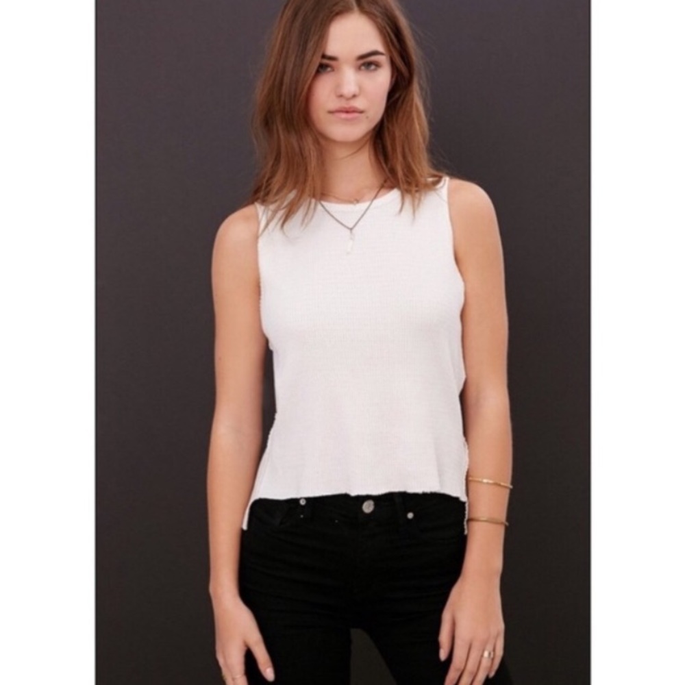 Ecote Open Back Knit Cream Tank - Picture 2 of 3