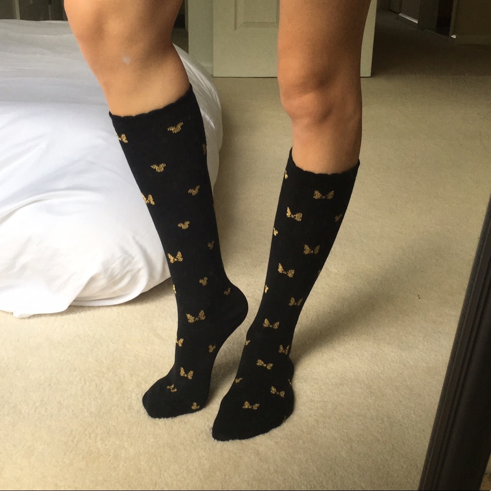 Subtle black and gold Minnie Mouse knee highs
