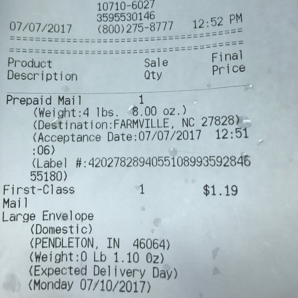 Shipped items