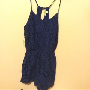 Blue laced romper