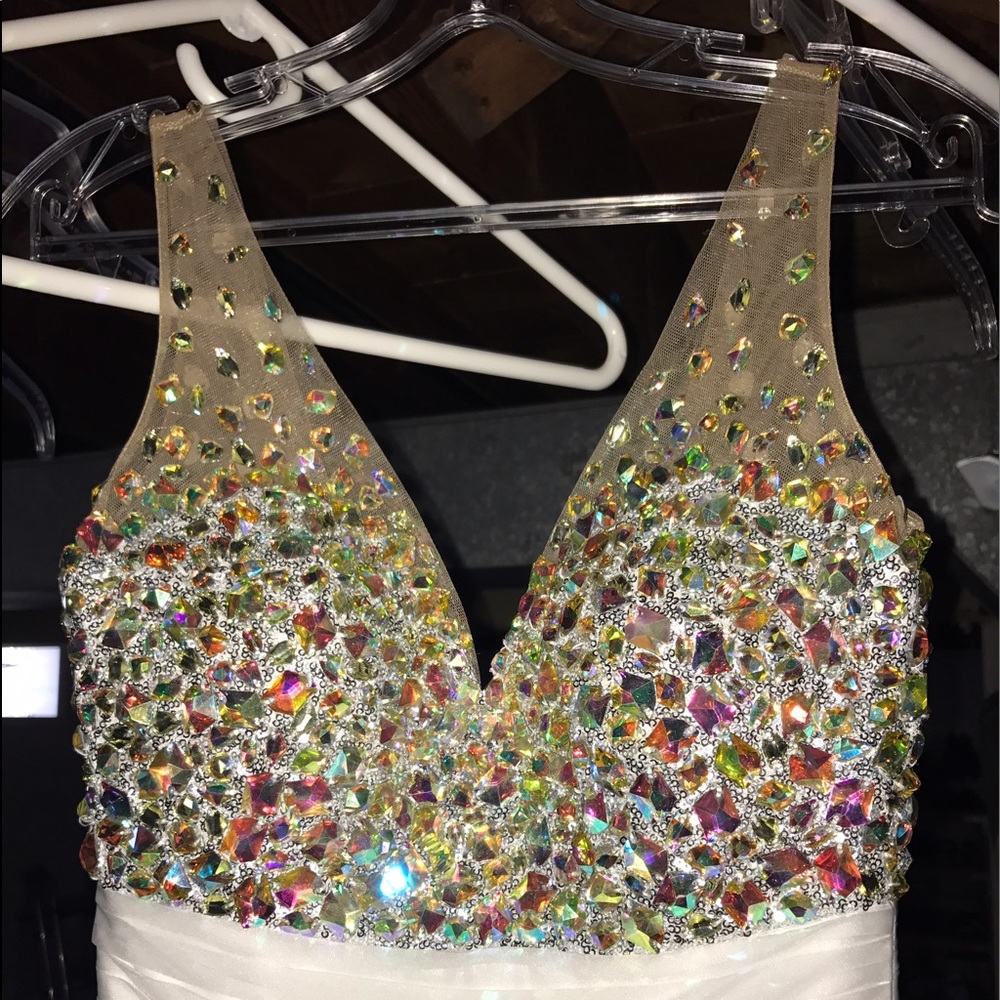 Brand new la femme white dress, never worn!