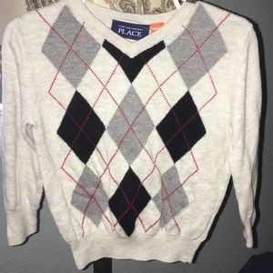 Gray, Black, and Red Argyle Sweater