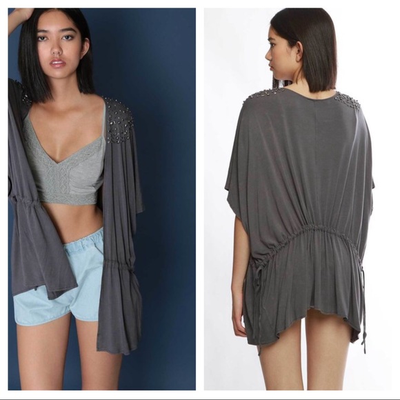 Desired Collection Sweaters - SOLD OUT - Charcoal Studded Cardi