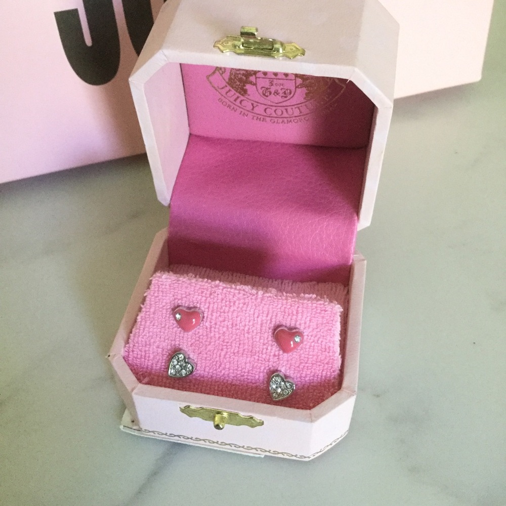 NWT Juicy Couture 2 Pairs of Heart Stud Earrings