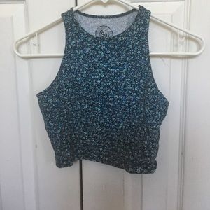 Blue floral crop top