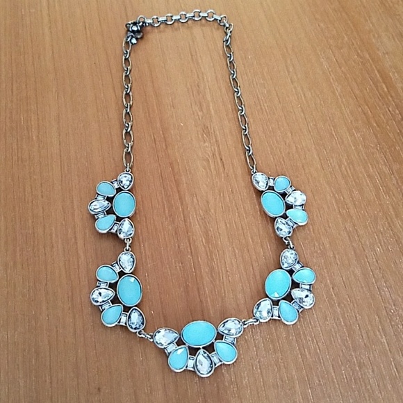 J. Crew Jewelry - J. Crew gold, teal, crystal necklace