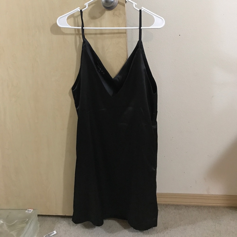 Silky black mini dress