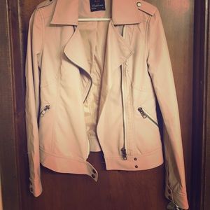 Beige w/ hint of pink leather jacket, never worn.