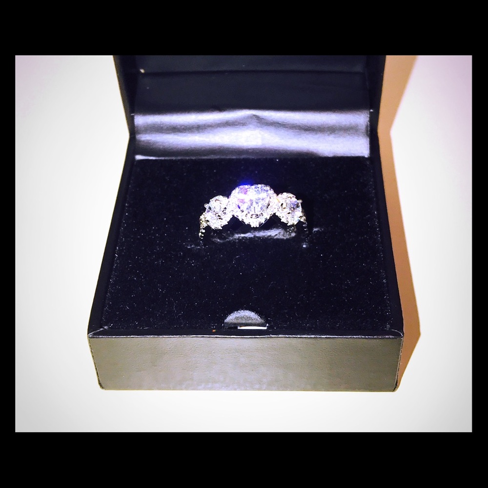 NEW White Gold Filled Stamped CZ Wedding Ring
