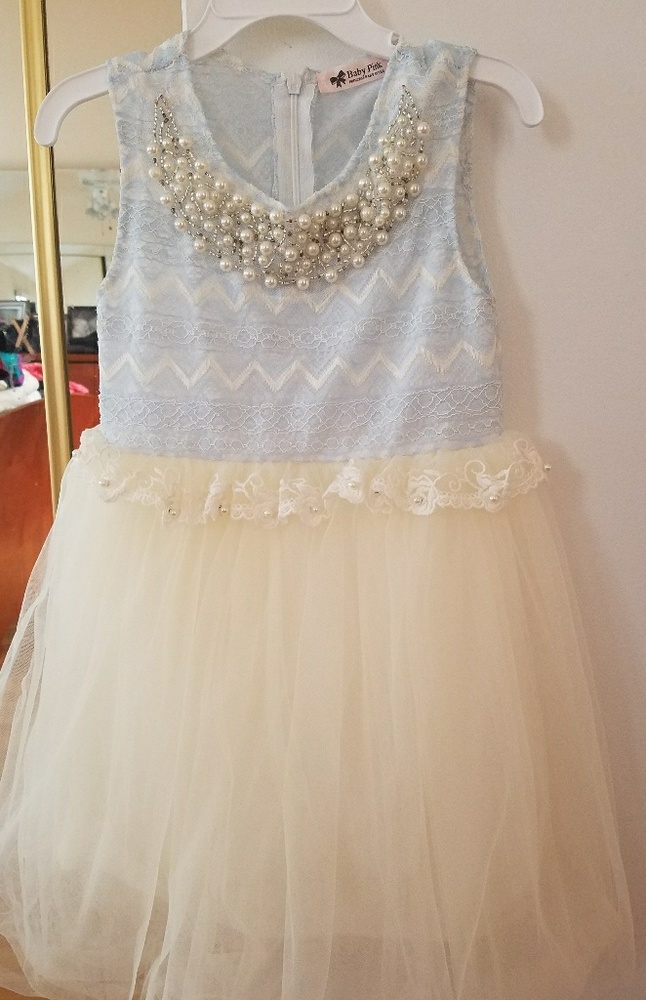 Blue/Cream special occasion dress size 4