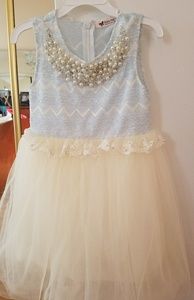 Blue/Cream special occasion dress size 4