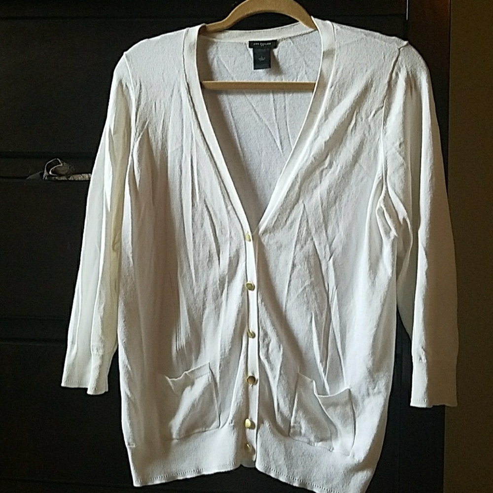 Ann Taylor white cardigan sweater sz. L