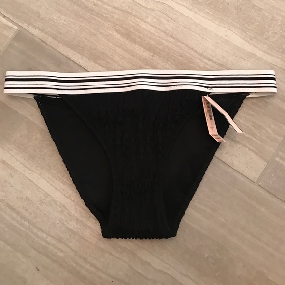 NWT Victoria's Secret Black Smocked Halter Bikini - Picture 4 of 7