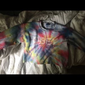 Cropped Obey tie dye crew neck