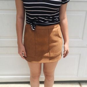 Honey Punch Tan Suede Mini Skirt