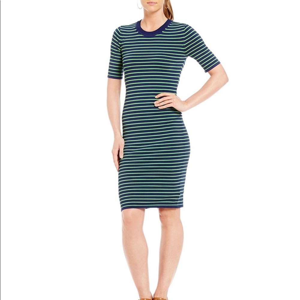 Michael Kors Stripe Knit Short Sleeve Dress