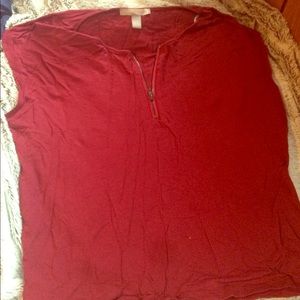 Red zip up blouse