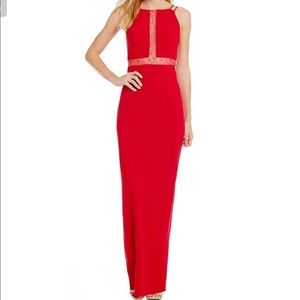 Aiden Mattox Sleeveless Lace Crepe Gown