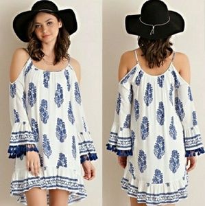 Cold shoulder shift dress