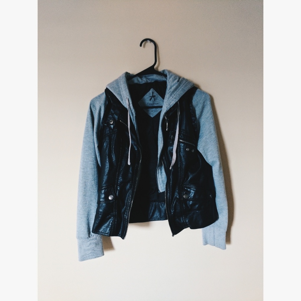 Atmosphere Hooded Leather Jacket