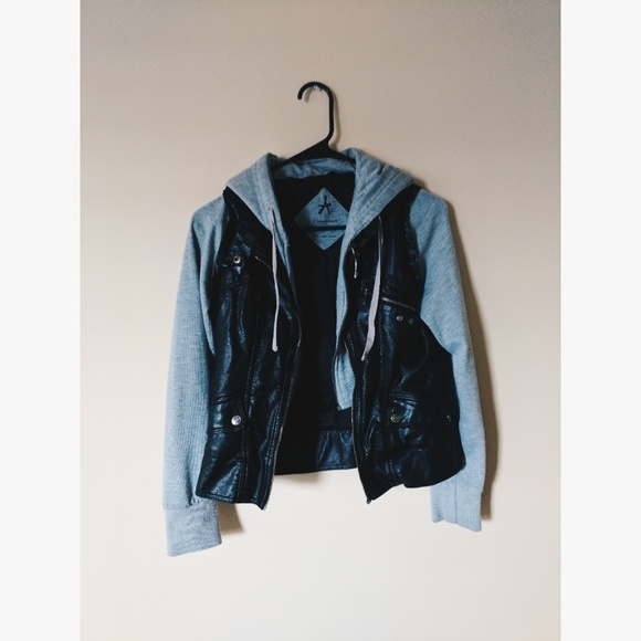 Atmosphere Jackets & Blazers - Atmosphere Hooded Leather Jacket