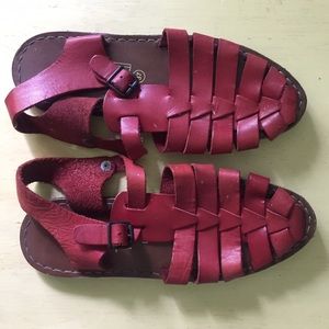 Red Leather Fisherman Sandals