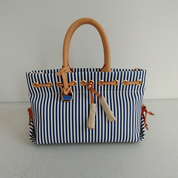 Dooney & Bourke White & Blue striped Nautical bag - Picture 1 of 3