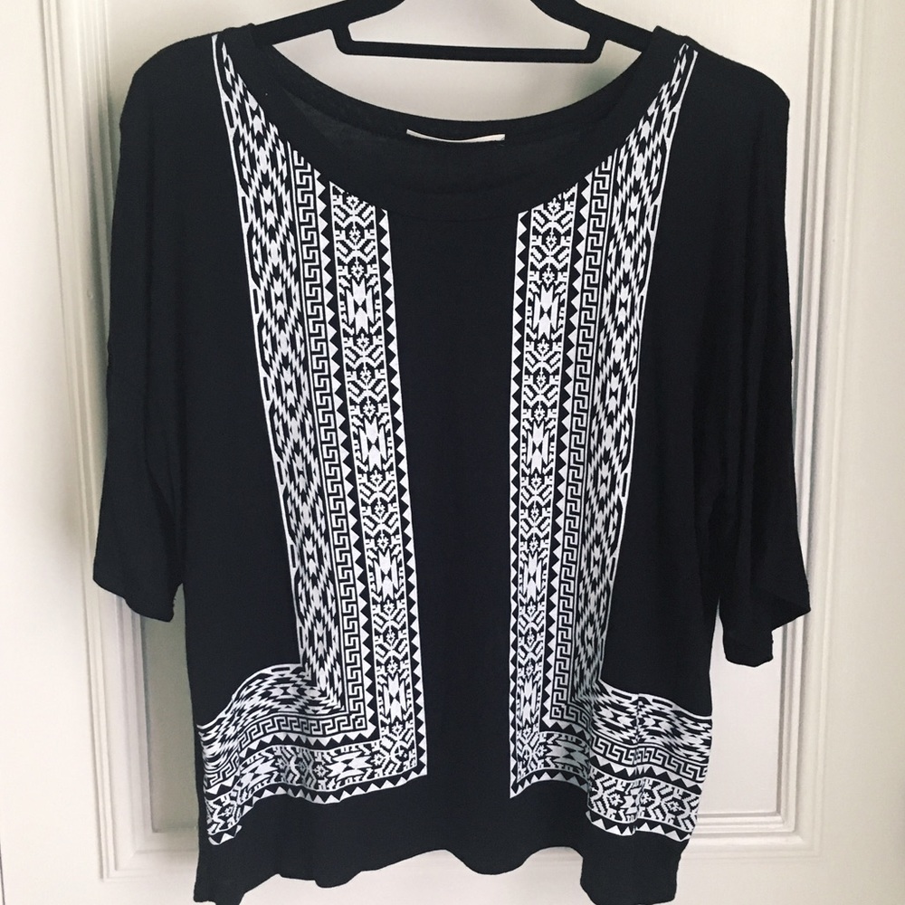 Black and White Aztec Print Top