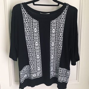 Black and White Aztec Print Top