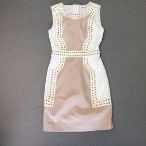 Two tone color blocked gold studded dress.