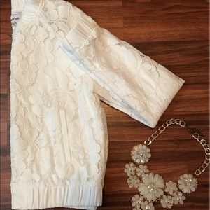 BeBe white lace zipper jacket