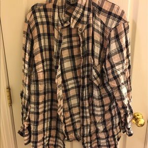Size 2X plaid pink button up "flannel" shirt