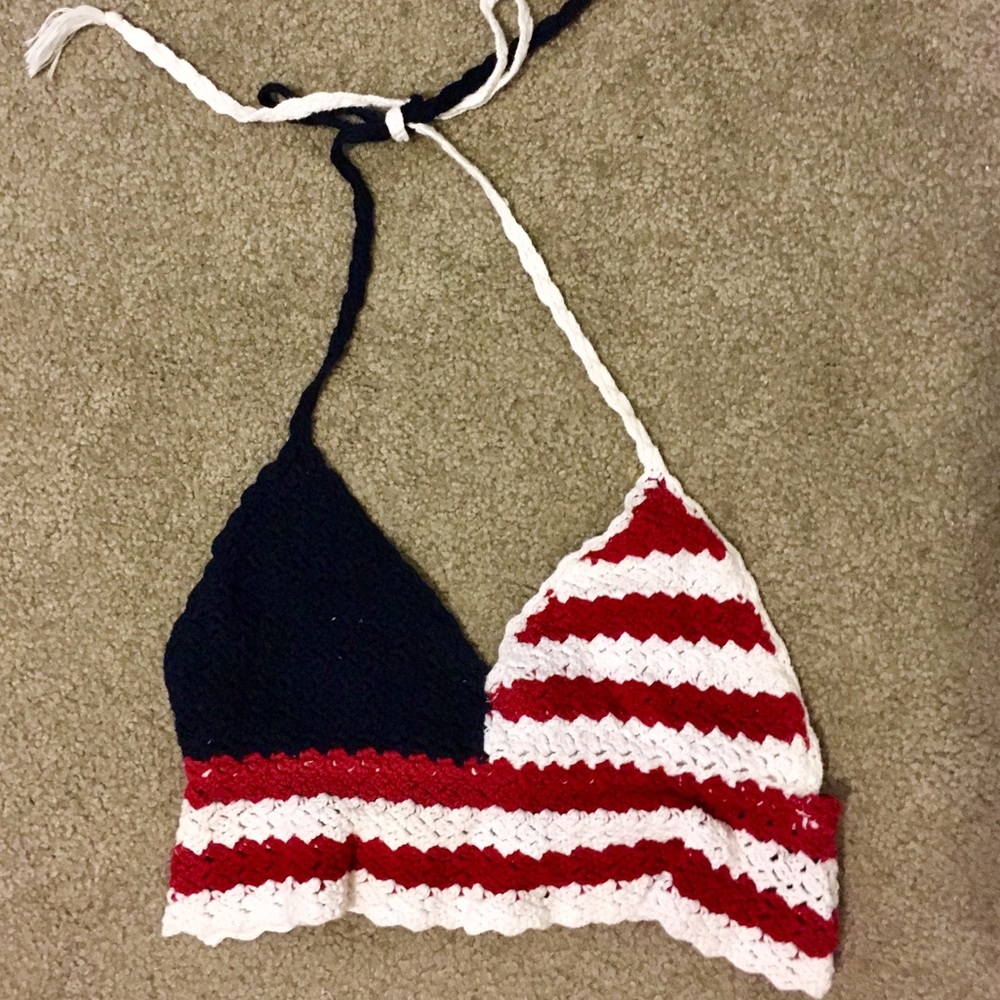 Crochet American flag crop top