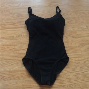 Black leotard with built in bra with clasp