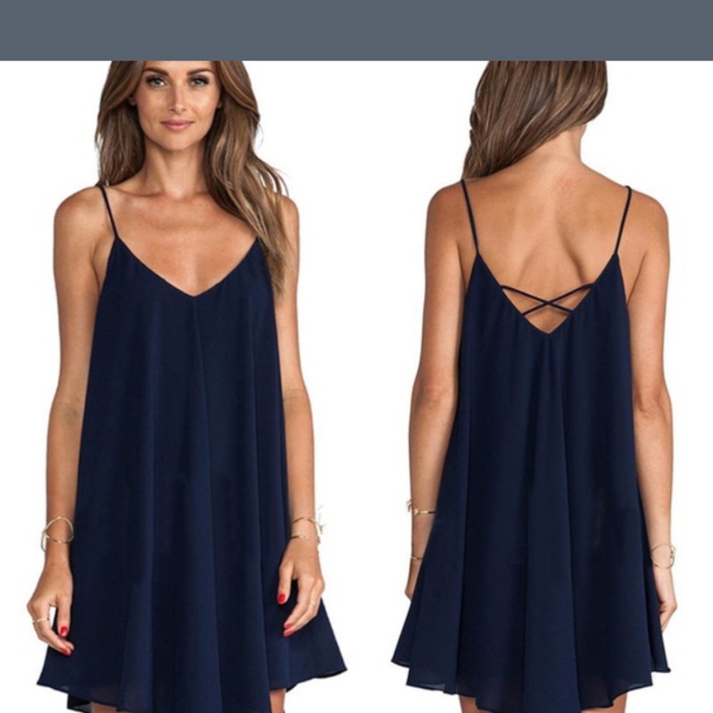 Navy flowy sun dress