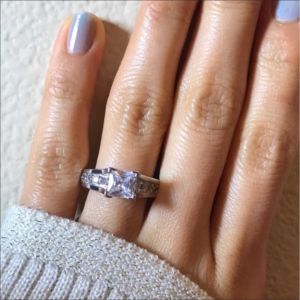 💍 Sterling Silver CZ Engagement Ring 💍