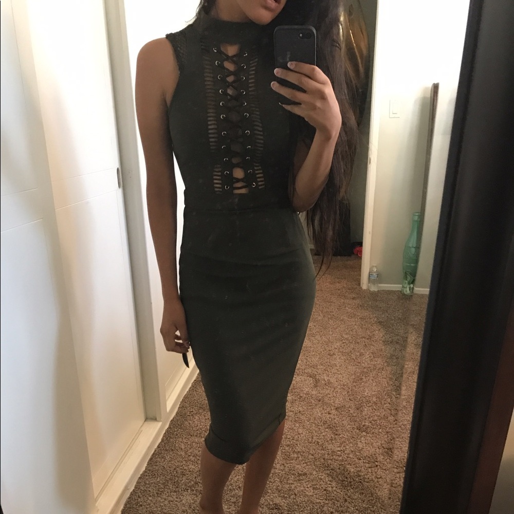 Green Laced Up Dress