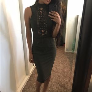 Green Laced Up Dress