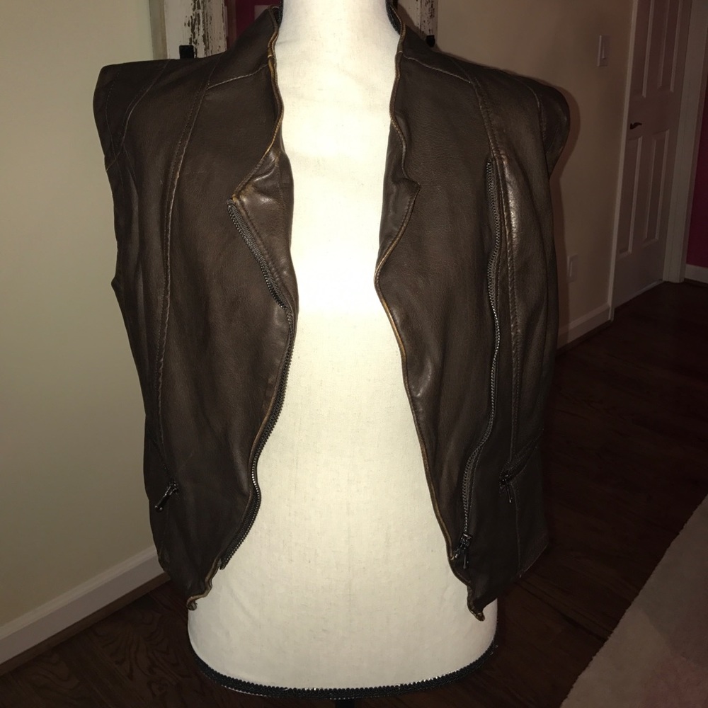 jkt vegan brown leather vest
