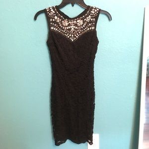B Darlin embellished bodycon black lace dress, 5/6