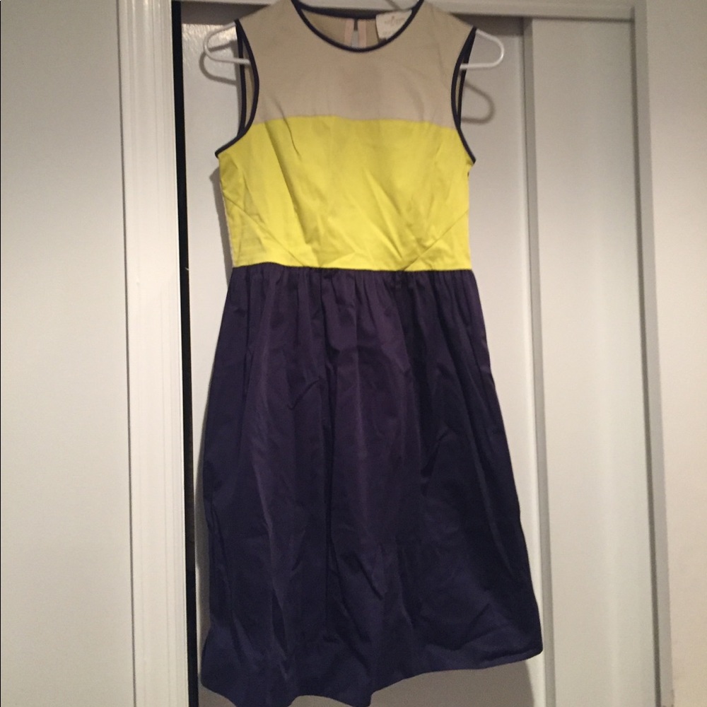 Kate spade navy, yellow and beige dress. Size 4