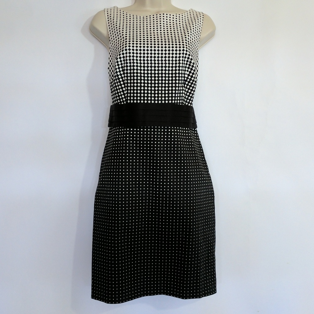 Ann Taylor Black White Dress Sheath Sz 4