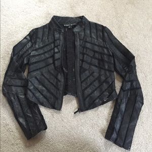 Blanc Noir Leather & Lace Jacket Size Sm