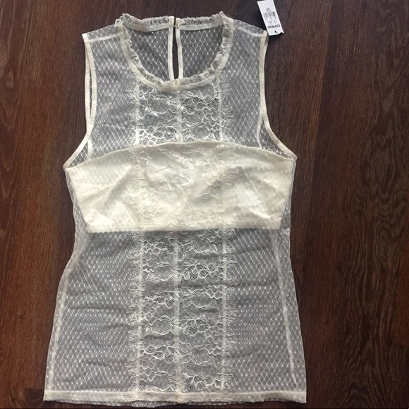 💥4/$25💥 Express Lace Cream Colored Top NWT - Picture 1 of 3