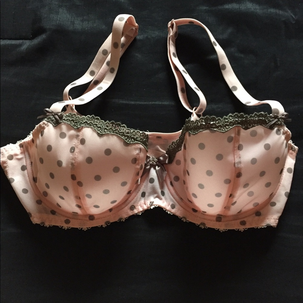 Pink polka dot bra