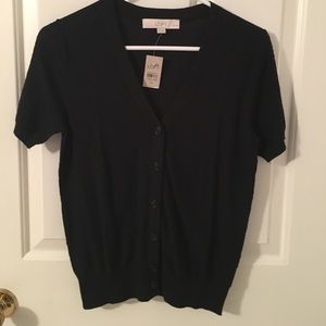 NWT LOFT Petite Small Short sleeve black cardigan.