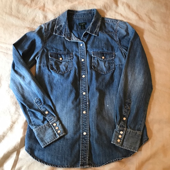 J. Crew Tops - J. Crew Chambray Western Shirt
