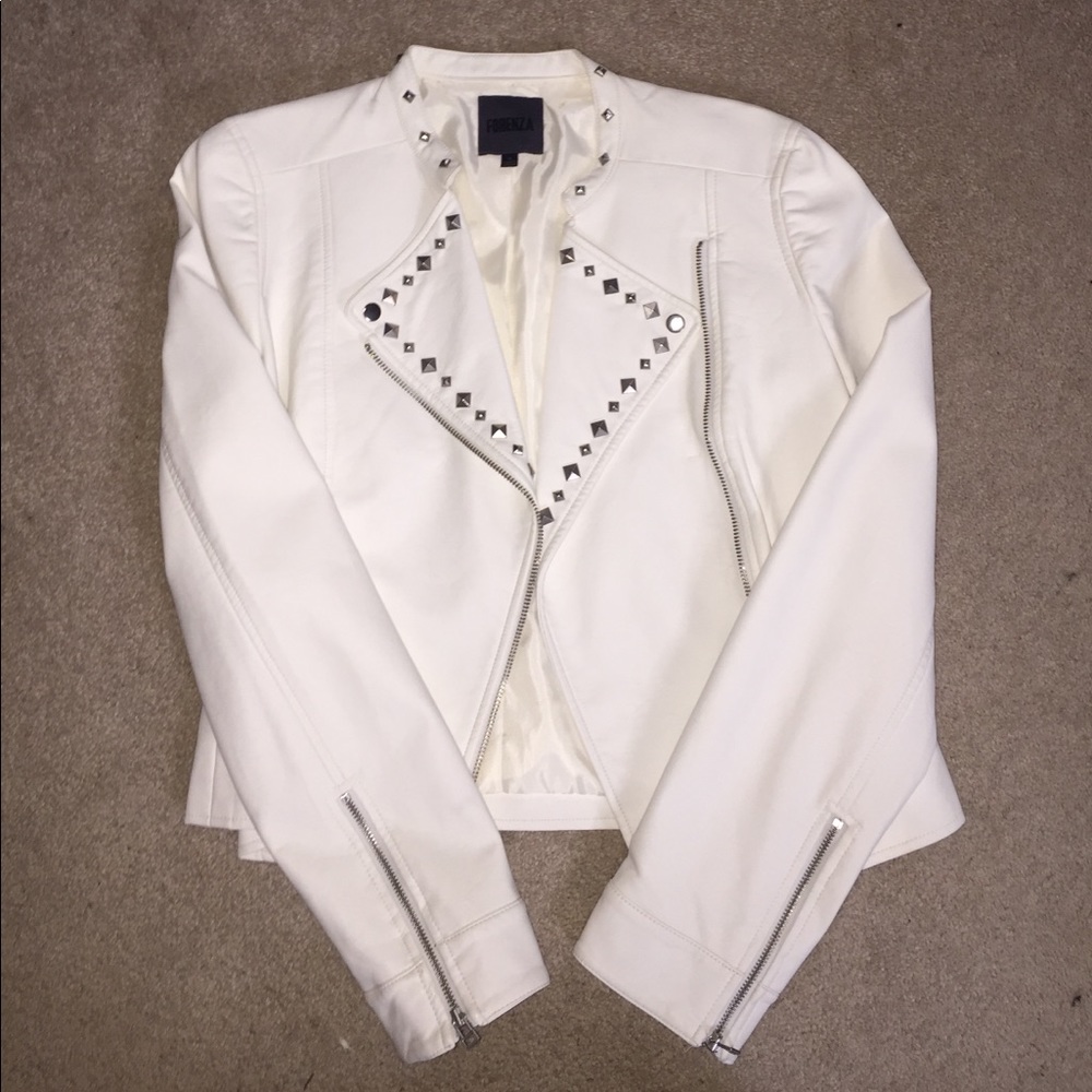 Forenza White Studded Faux Leather Jacket size S